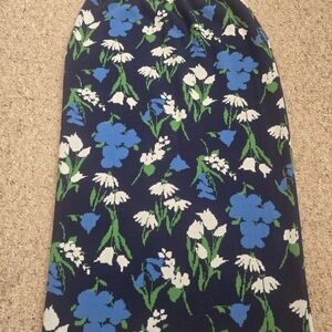Elegant Floral Pencil Skirt in Blue and Green